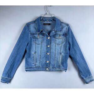 Dollhouse Denim Jacket Womens Size Medium Long Sleeves Chest Pockets Blue